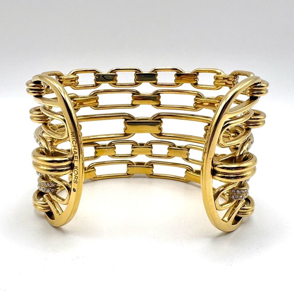 Michael Kors Iconic Links Pavé Gold Plated Cuff Bracelet - Picture 3 of 6